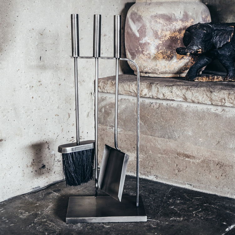 Modern Metal 3-Piece Fireside Companion Set with Stand