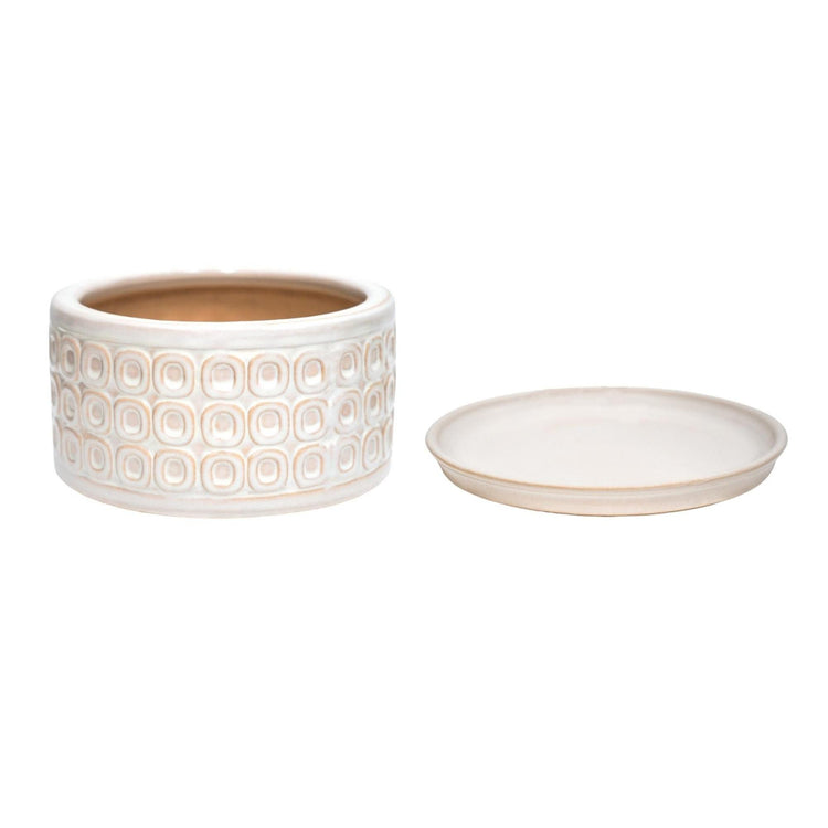 Decorative Ceramic Indoor Planter Pot with Saucer