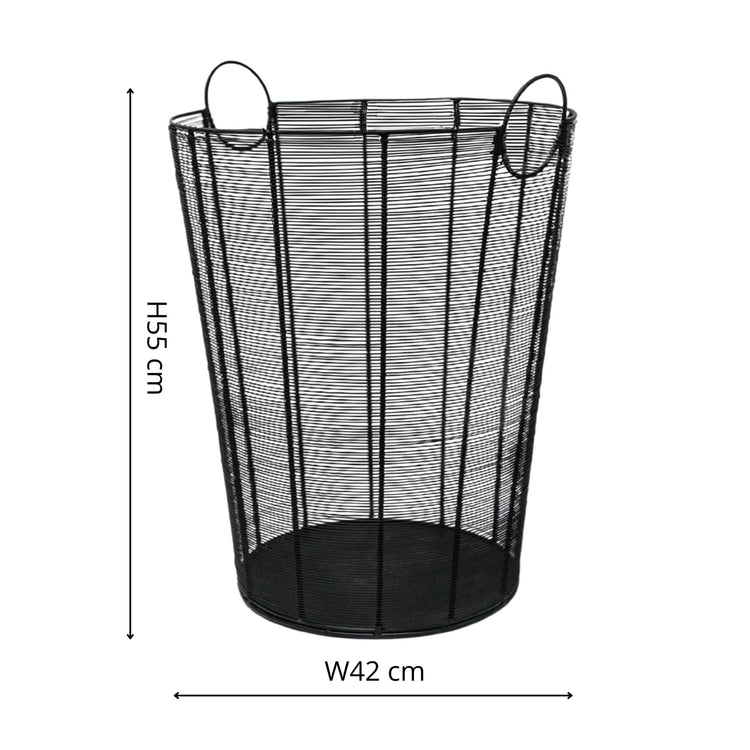 Black Metal Wire Log Basket for Firewood Storage