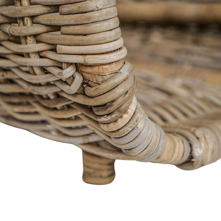 Handwoven Rattan Tall Log Basket for Firewood Storage