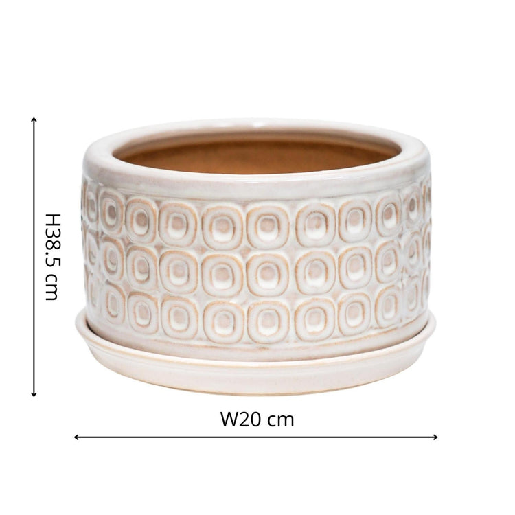 Decorative Ceramic Indoor Planter Pot with Saucer