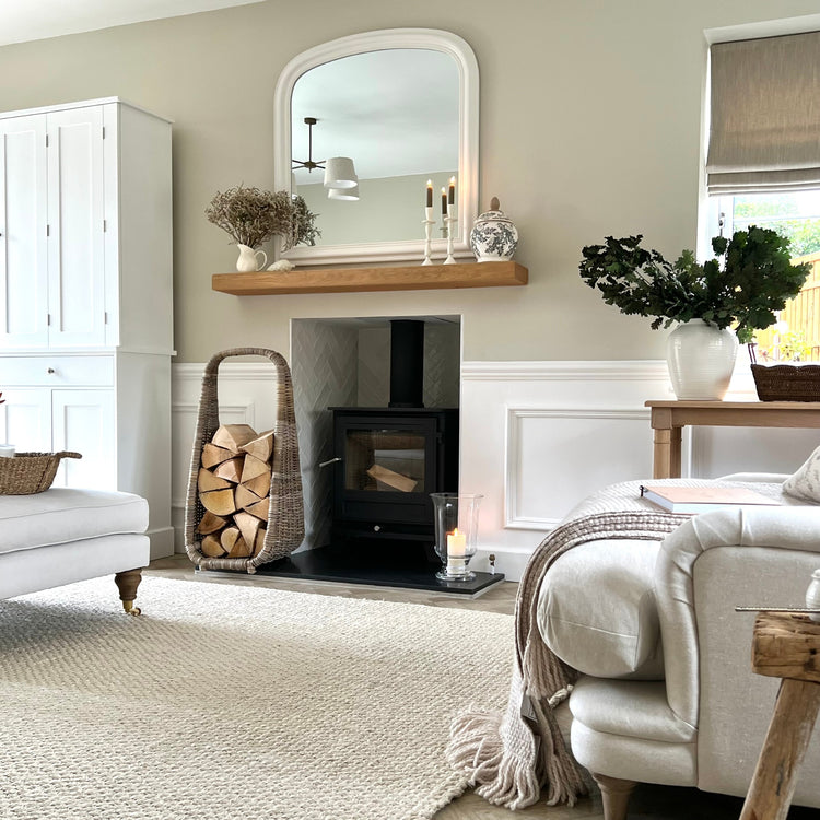 Handwoven Rattan Tall Log Basket for Firewood Storage